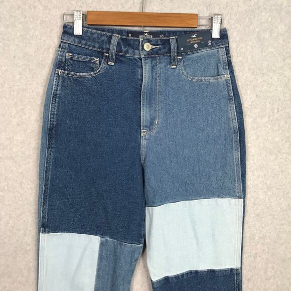Hollister Jeans Size 1R Mom Patchwork Baggy Loose Colorblock Grunge W25xL27 - Picture 2 of 12